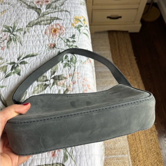 NWOT Portland Leather Goods Lucy Shoulder Bag Slate Blue/Gray - Picture 3 of 6